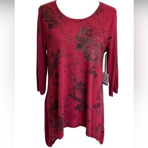 NWT Kate Park Medium Tunic Top Floral